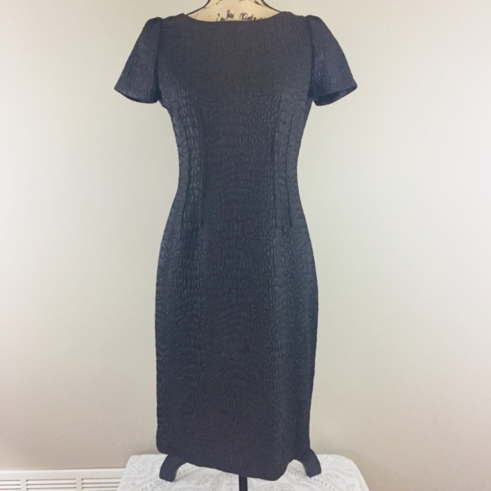 Elie tahari lolly brown crocodile textured dress